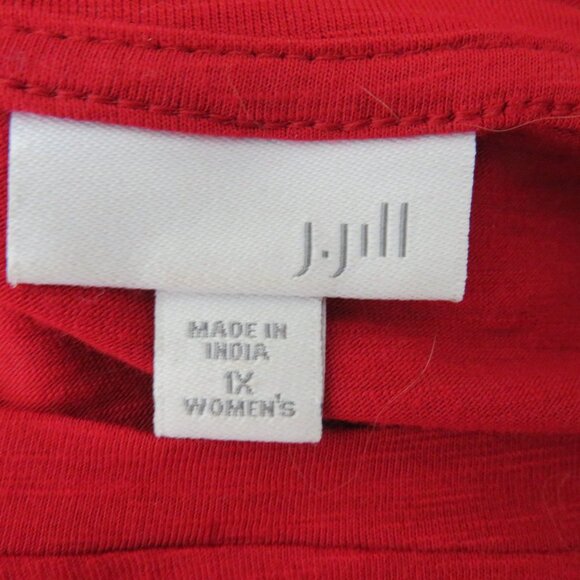 J Jill Size 1X Red Embroidered Tunic Top Long Sleeve Red Basic - Picture 2 of 6
